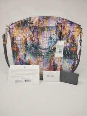Brahmin Large Duxbury Satchel Woodland Melbourne Croc Embossed Leather NWT